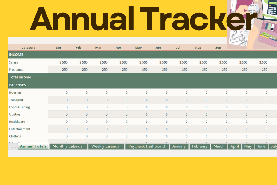 Ultimate Budget Planner – Annual, Monthly & Weekly Calendar with Charts