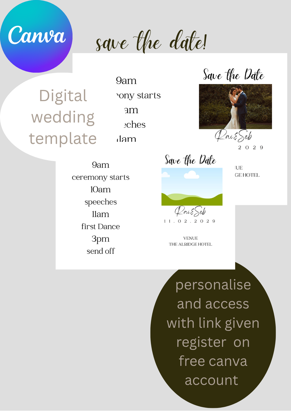 wedding- save the date editable digital template