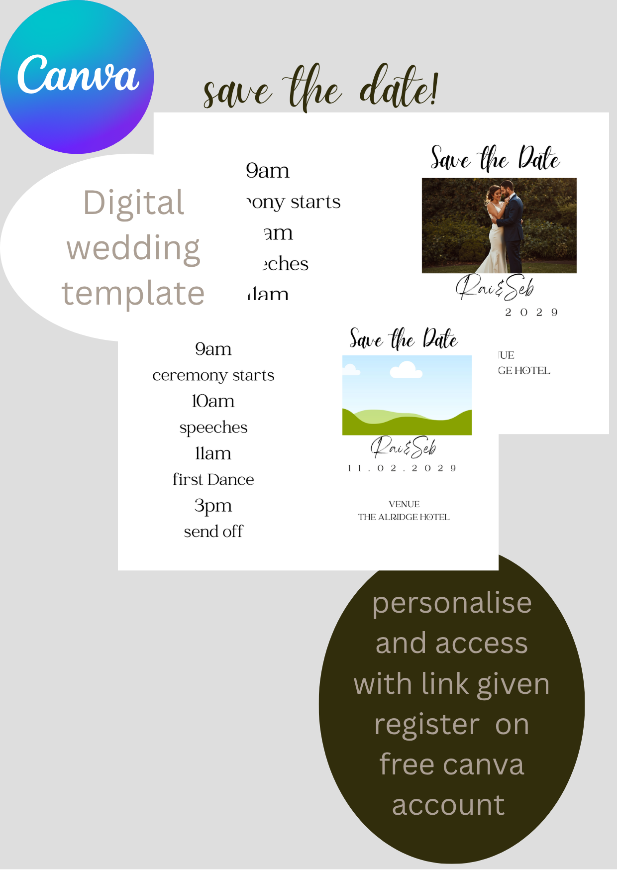 wedding- save the date editable digital template