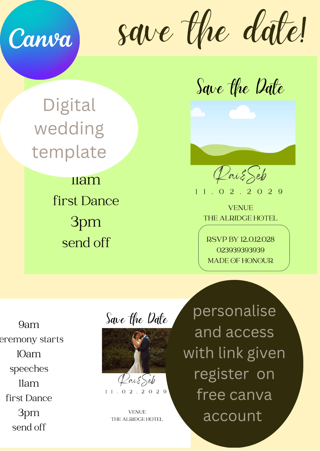 wedding- save the date editable digital template