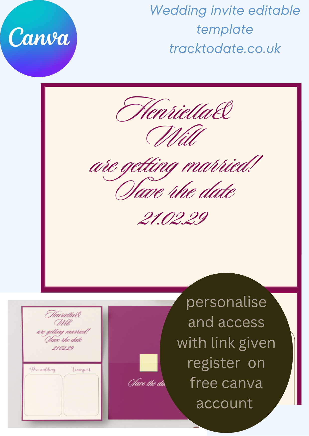 Wedding invite template-plum