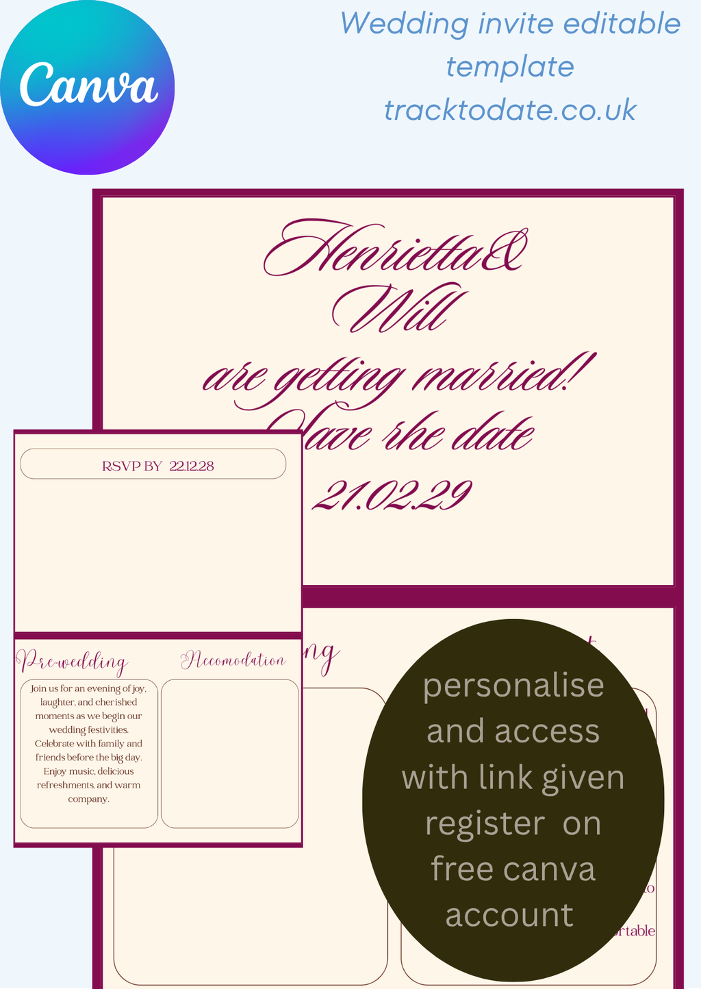 Wedding invite template-plum