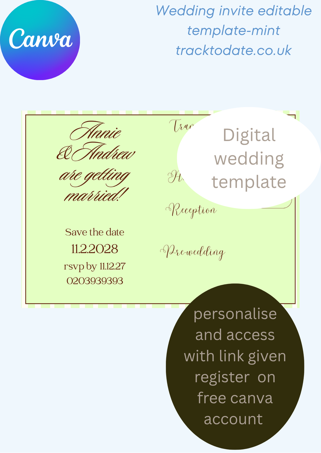 Wedding  invite template-mint