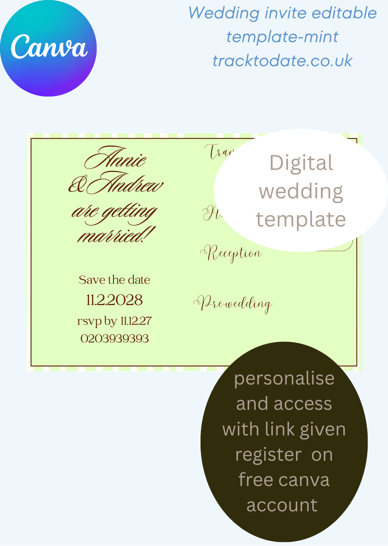 Wedding  invite template-mint