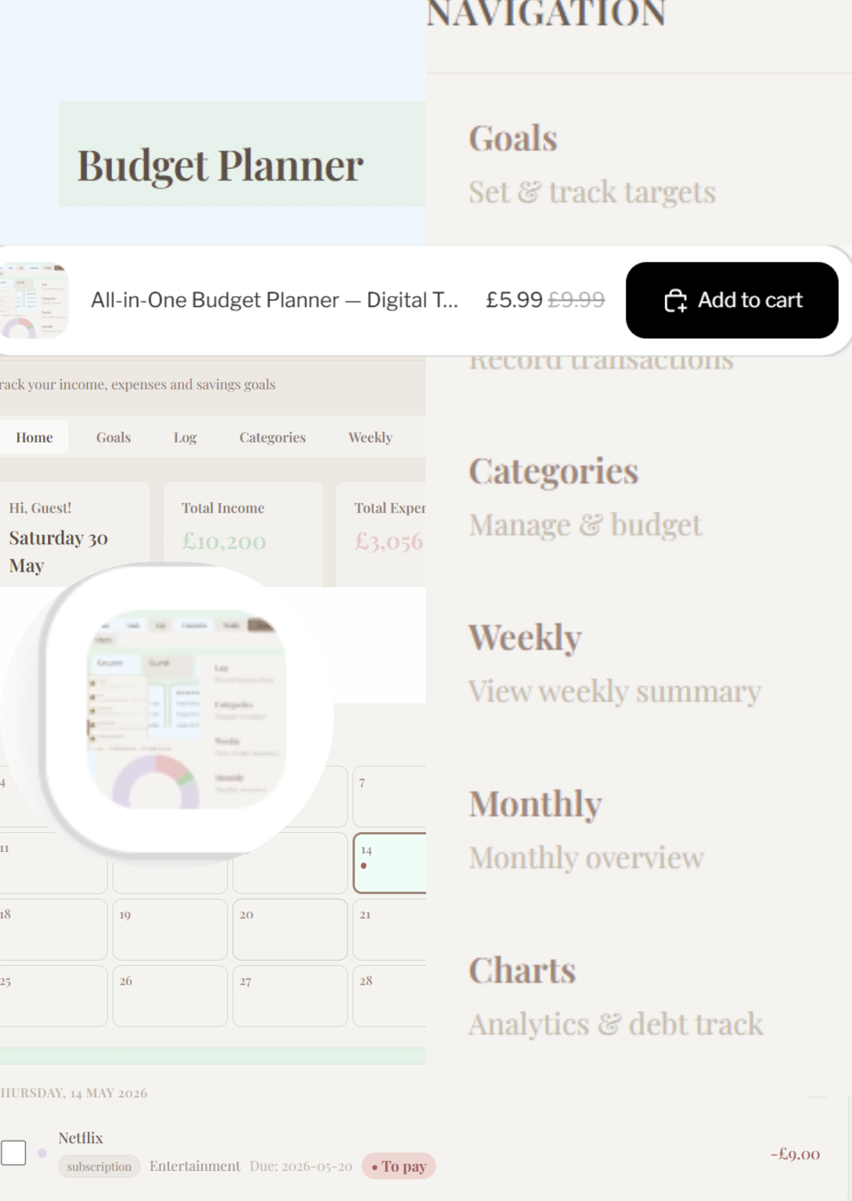 All-in-One Budget Planner — Digital Template
