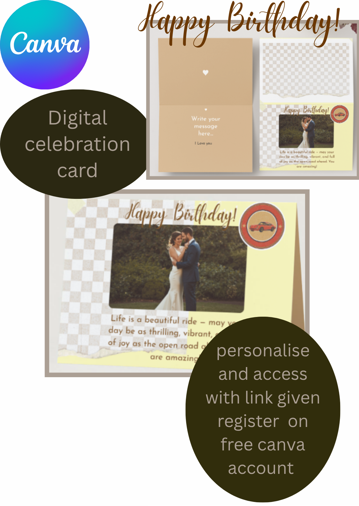 Digital Birthday card-may your life be as thrilling as the open road ahead.