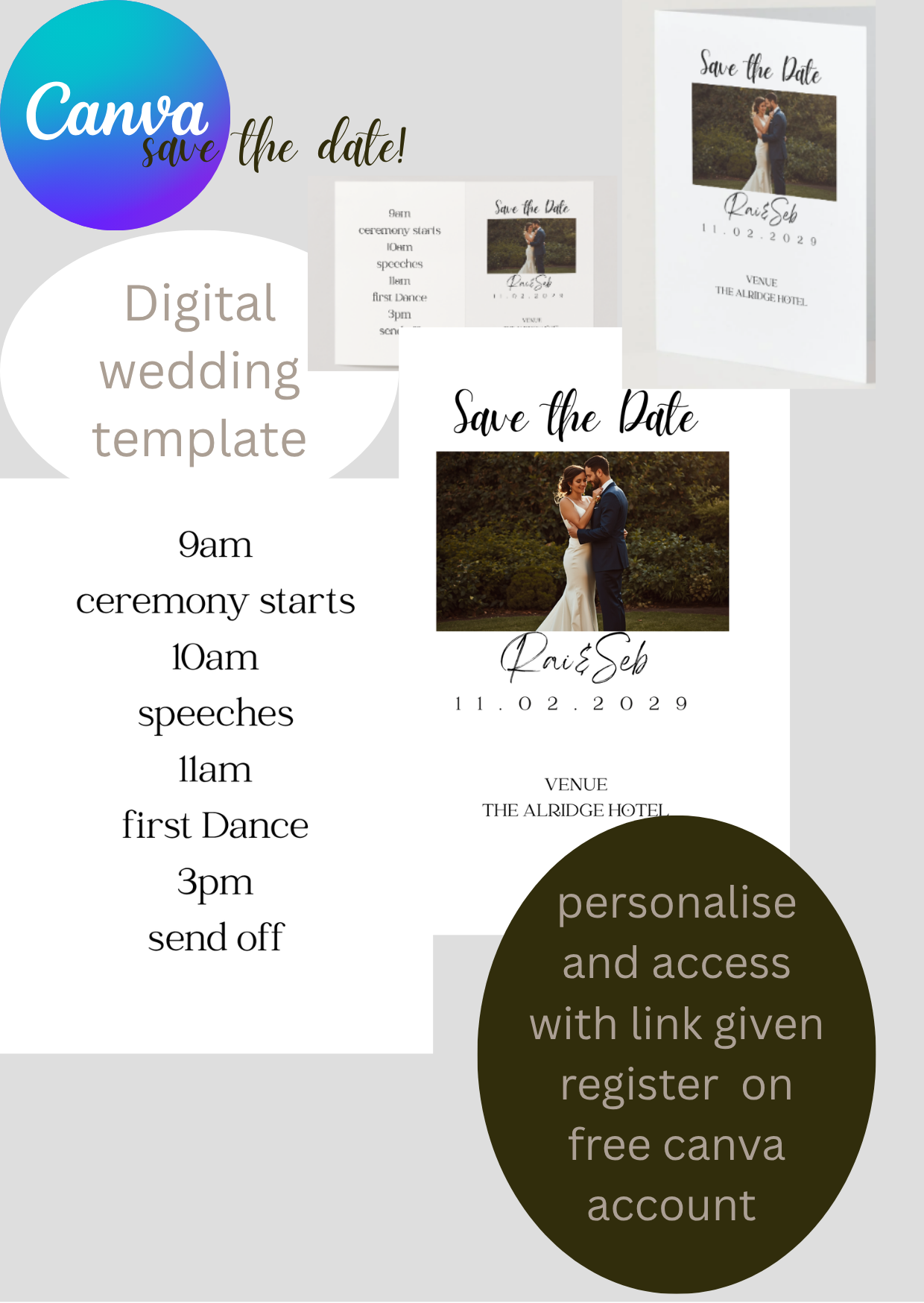 wedding- save the date editable digital template