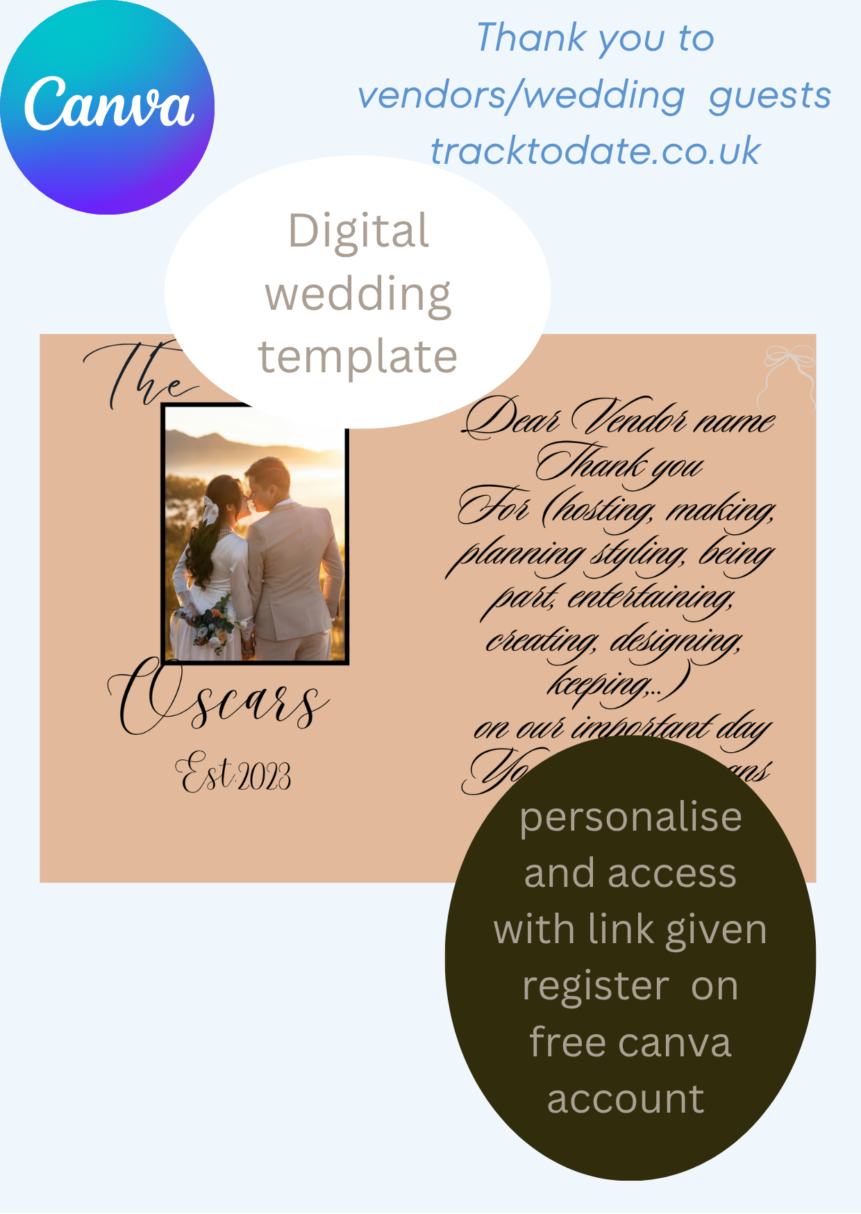 Digital Wedding Thank you wedding guests/vendors