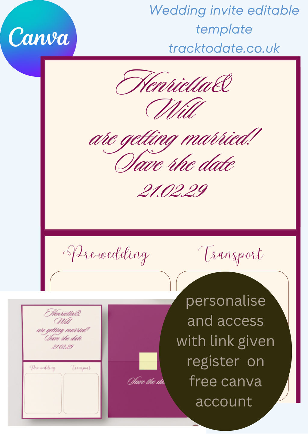 Wedding invite template-plum