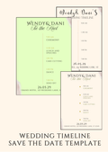 Wedding Timeline Save the Date Template – Editable Digital Download