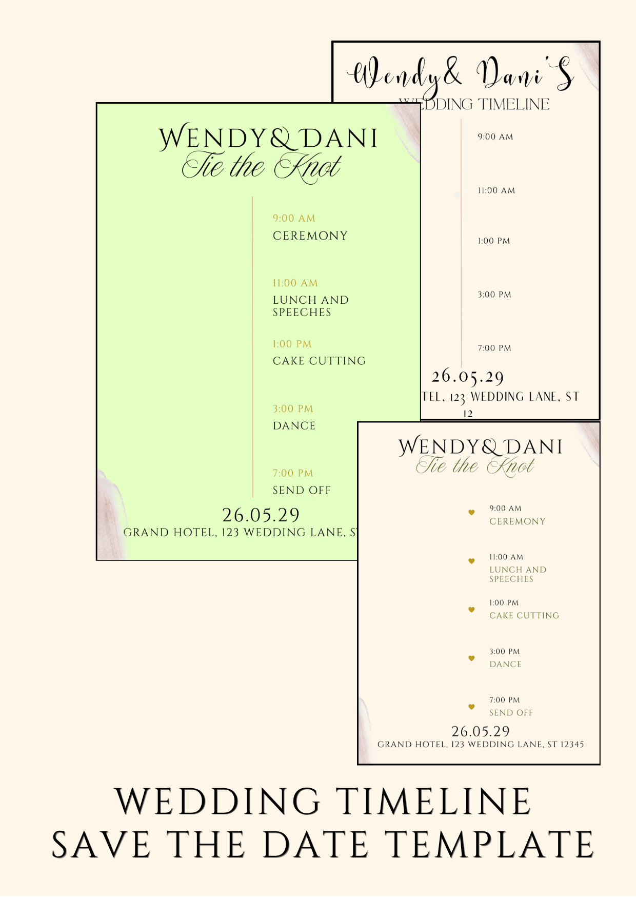 Wedding Timeline Save the Date Template – Editable Digital Download