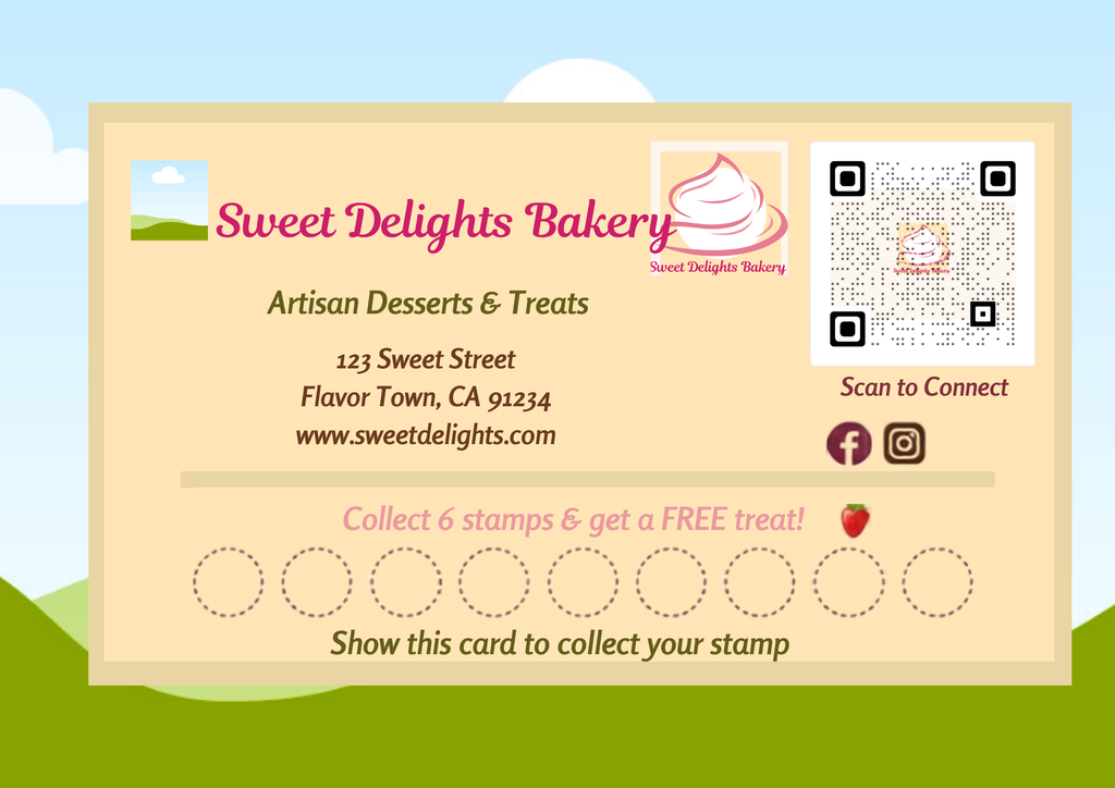 Baked Goods Business Card with  QR Code Template — Editable on Canva (Free)