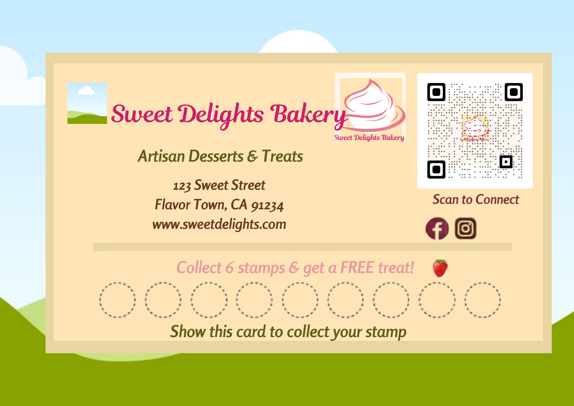 Baked Goods Business Card with  QR Code Template — Editable on Canva (Free)