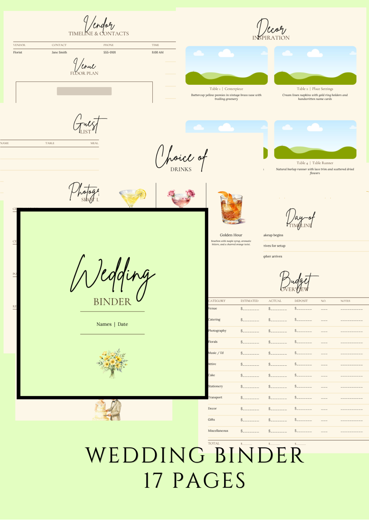 Wedding Day Binder – Fully Editable Canva Template