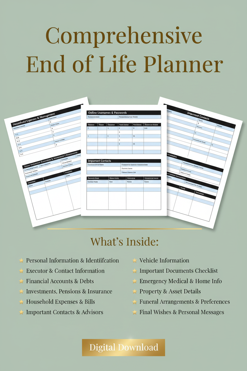 Comprehensive End of Life Planner bl&w
