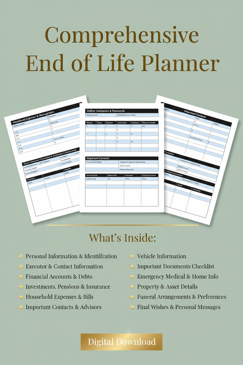 Comprehensive End of Life Planner bl&w