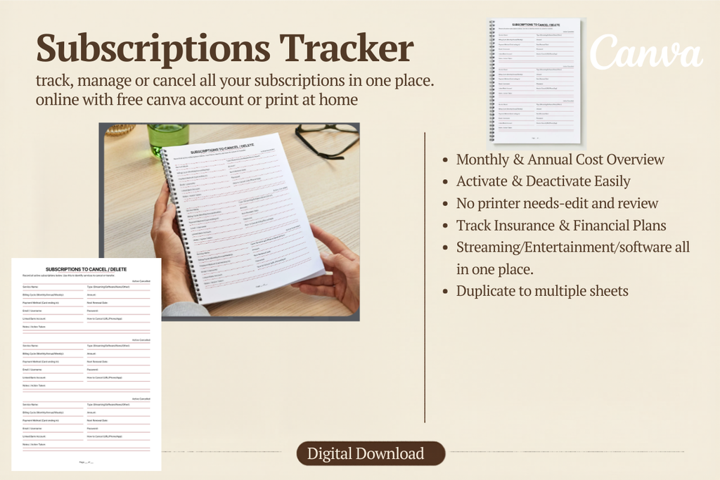 Editable Subscriptions Tracker
