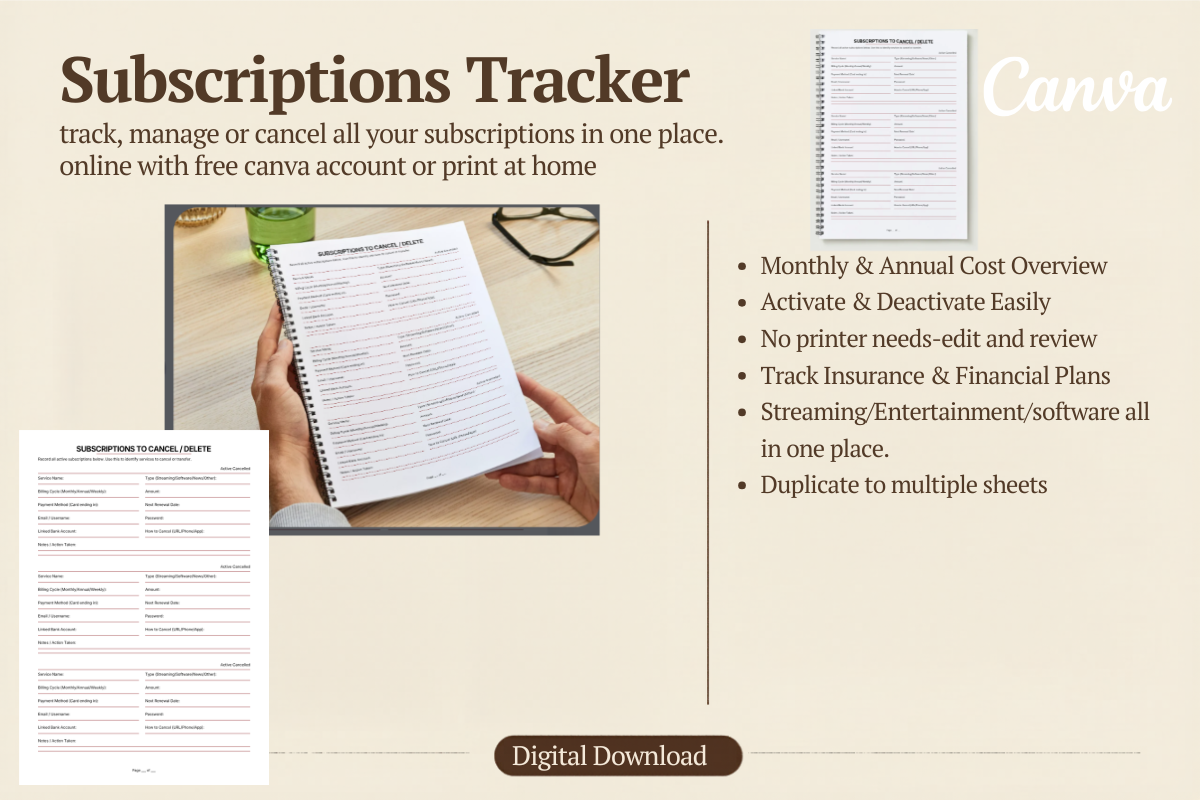 Editable Subscriptions Tracker