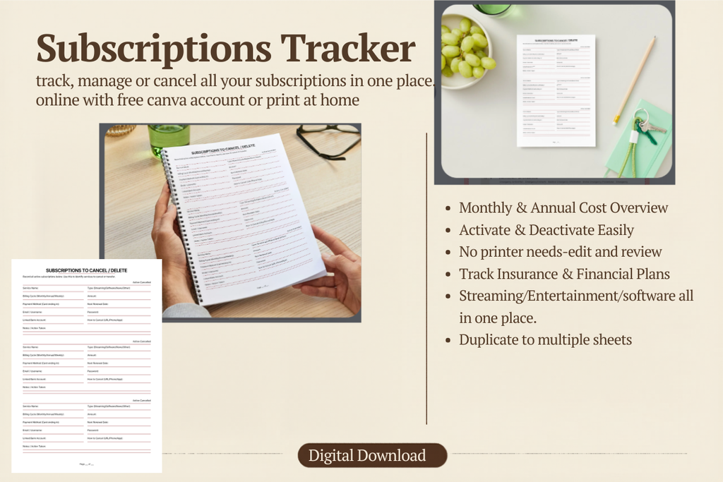 Editable Subscriptions Tracker