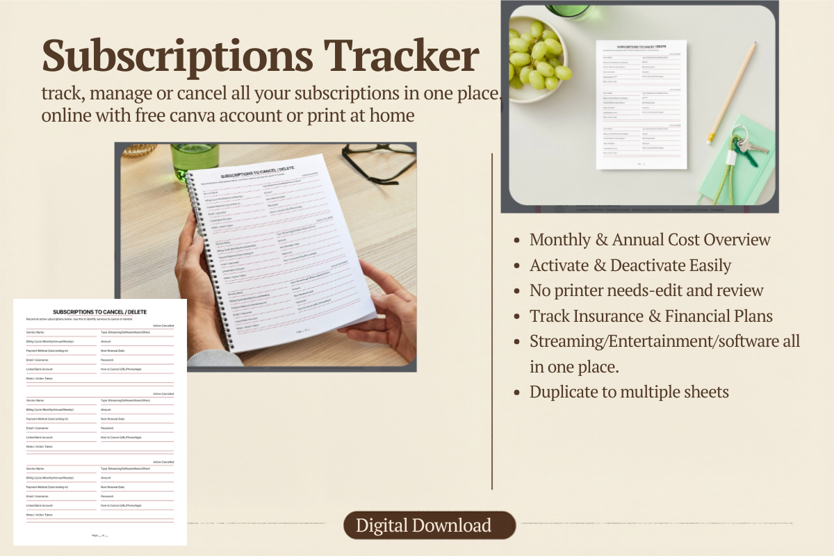 Editable Subscriptions Tracker
