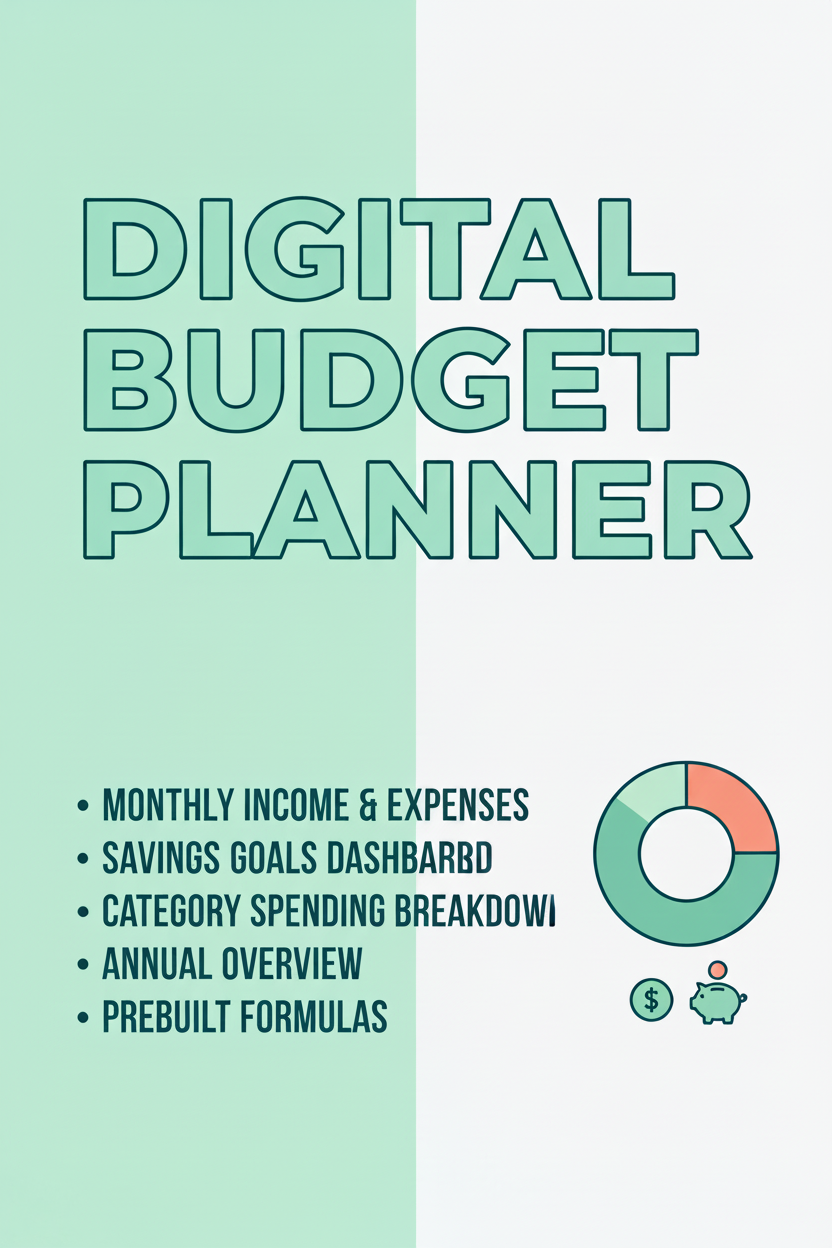 Digital Budget Planner – Fresh Mint Sentence Case Subtasks