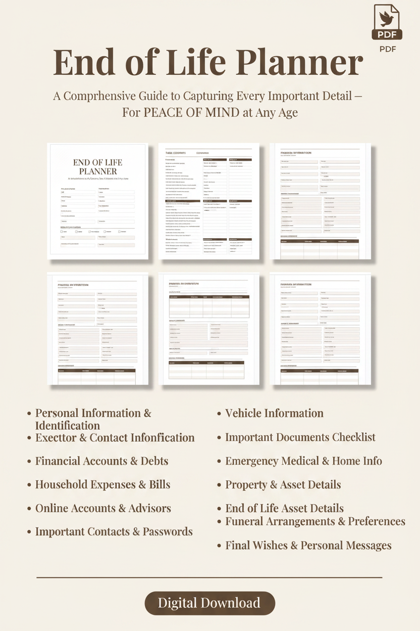End of Life Planner Cover - Massive Bullet Points
