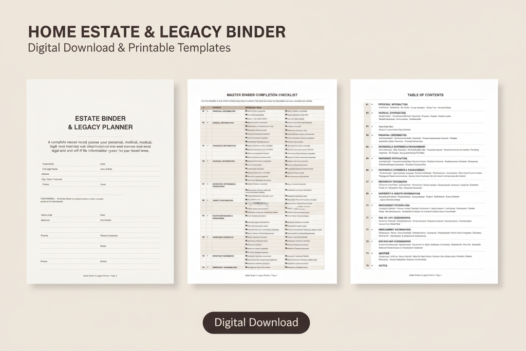 Home Estate & Legacy Binder - Swapped Pages