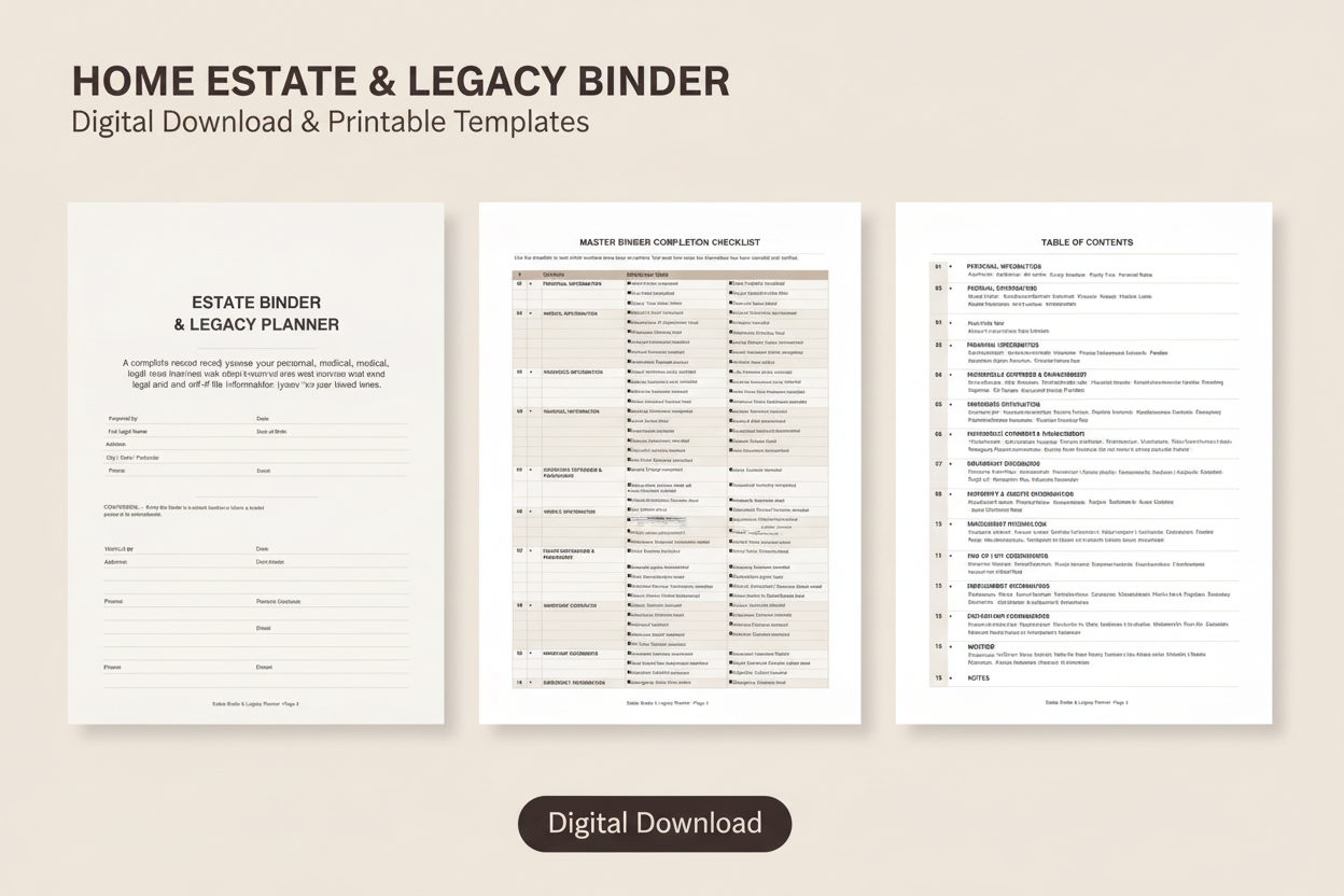 Home Estate & Legacy Binder - Swapped Pages