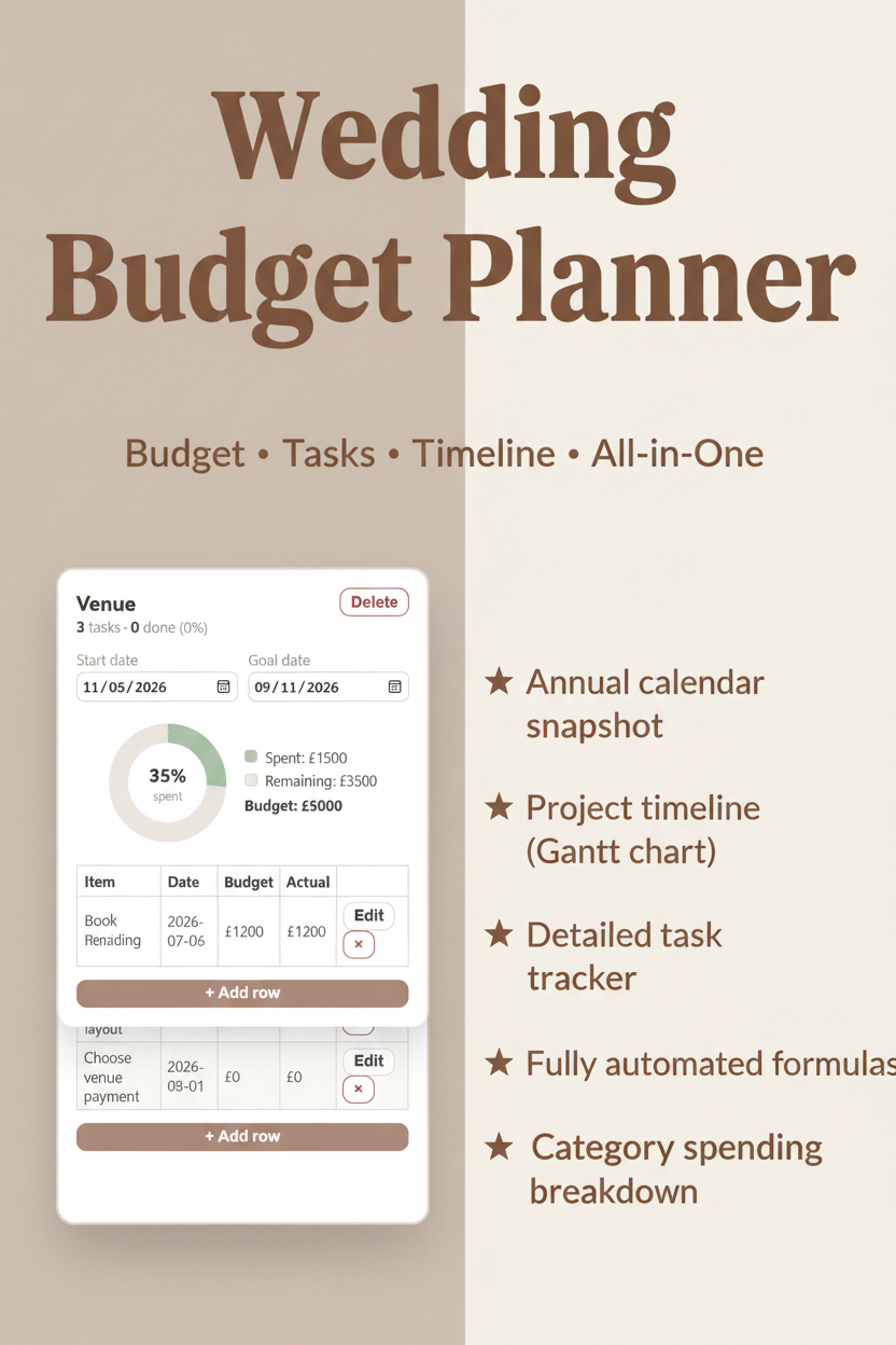 Wedding Budget Planner – Neutral Taupe & Cream Cover