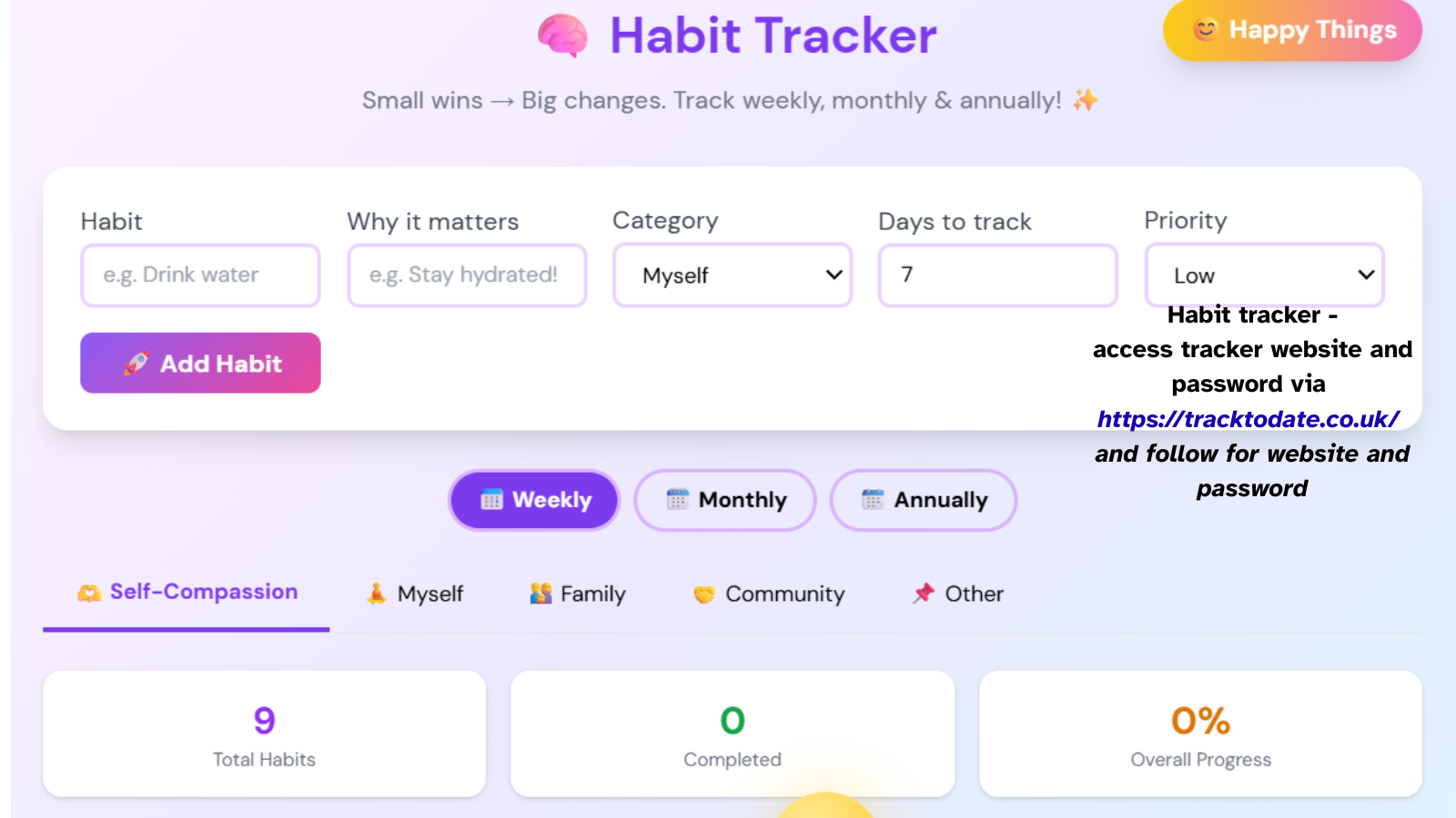 Habit & Affirmations Tracker – Daily Digital Planner Template
