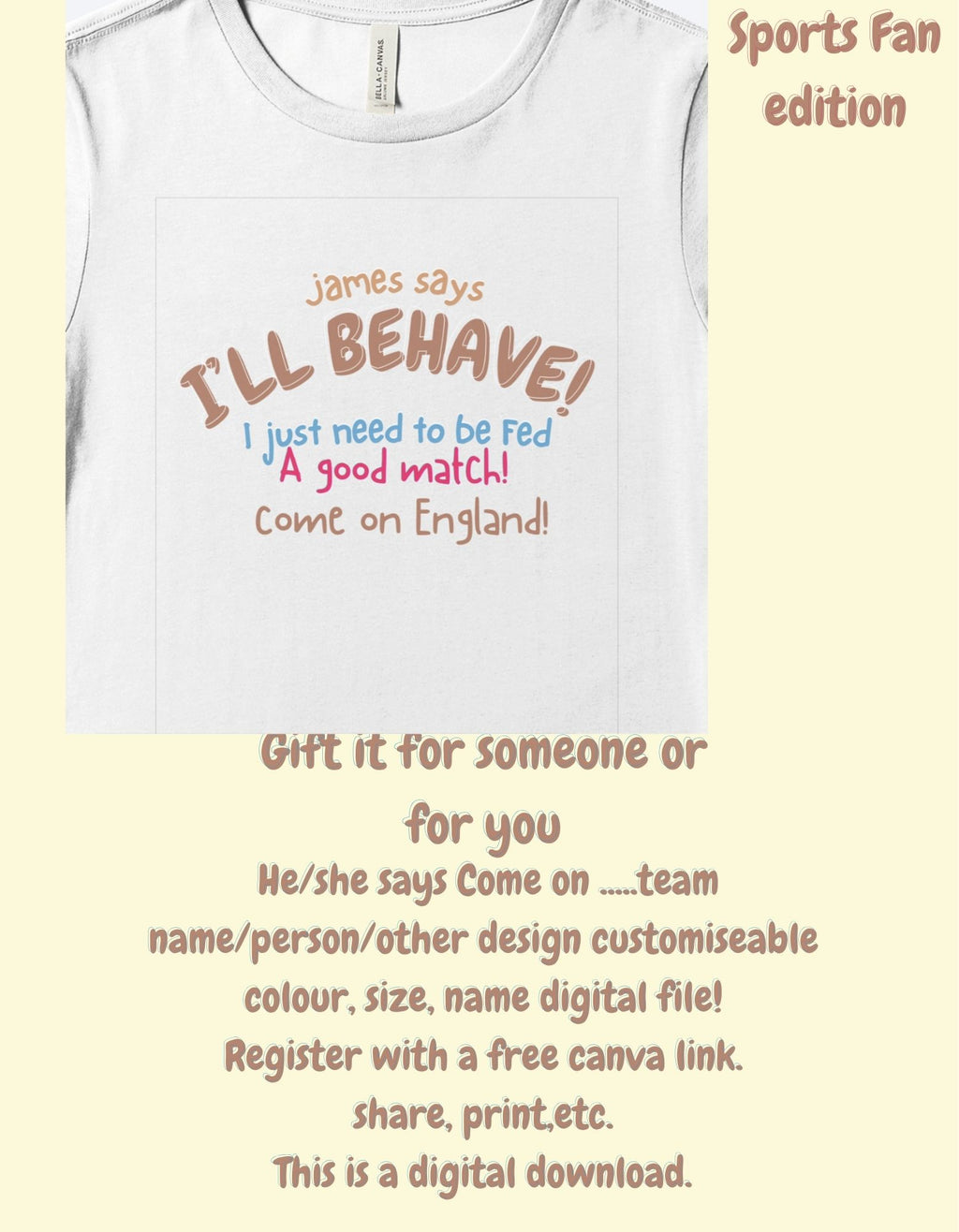 He/she says....come on..team name Sports Team quote digital design customiseable
