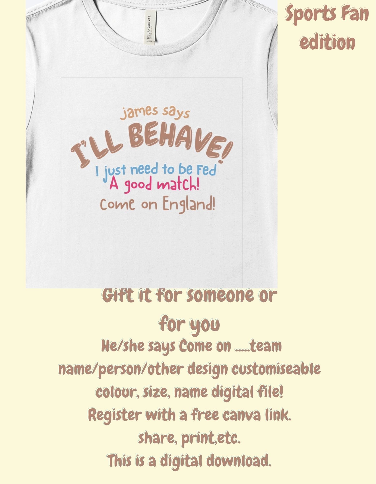 He/she says....come on..team name Sports Team quote digital design customiseable